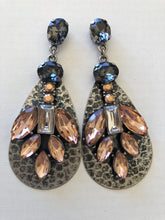 Load image into Gallery viewer, Fern Drop with Crystals Earrings (2 colours)