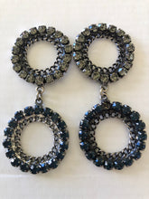 Load image into Gallery viewer, Double Circle Smoke &amp; Blue Crystal Earrings
