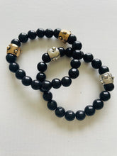 Load image into Gallery viewer, Black Bead &amp; Dotted Tube Bracelet
