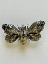 Load image into Gallery viewer, Black Diamond Crystal Silver Brooch
