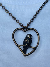 Load image into Gallery viewer, Owl Heart Necklace (gold, silver or copper)
