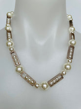 Load image into Gallery viewer, Rectangle and Pearl Necklace (Gold, Rose Gold or Silver)
